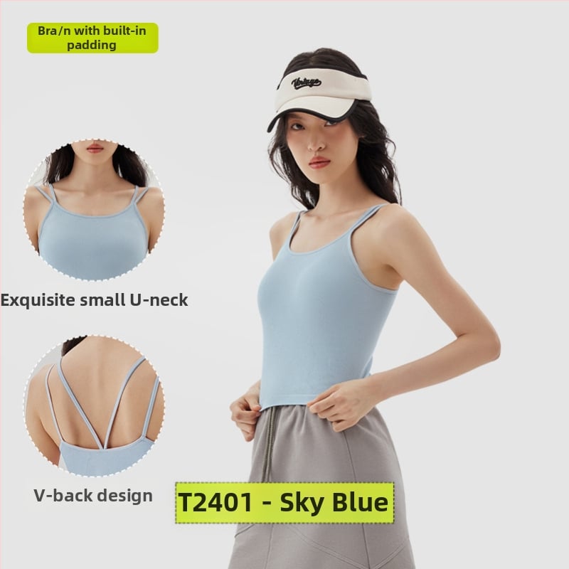 PUNLIEN Podstavljena cami-vest za žene — Slim fit, naramenice, jednobojni uzorak, viskoza/nylon smjesa (50–70% viskoze, 30–50% najlona), elastičan