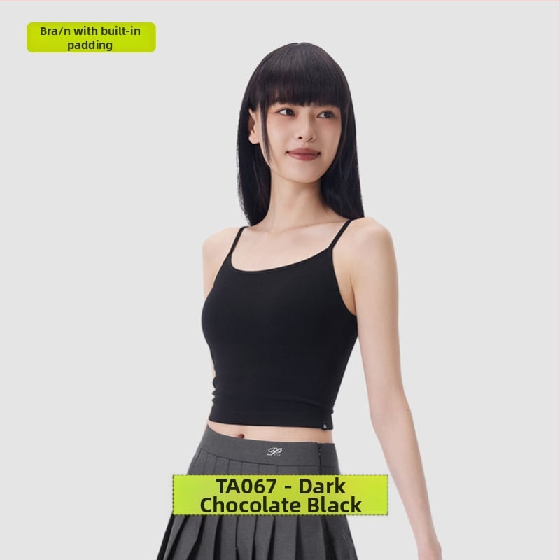 PUNLIEN Podstavljena cami-vest za žene — Slim fit, naramenice, jednobojni uzorak, viskoza/nylon smjesa (50–70% viskoze, 30–50% najlona), elastičan