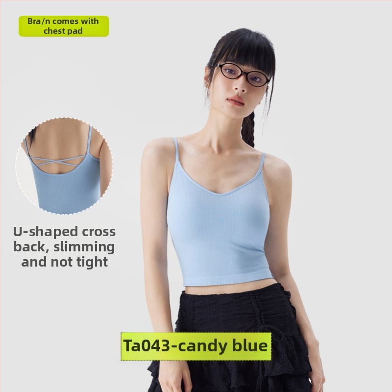 PUNLIEN Podstavljena cami-vest za žene — Slim fit, naramenice, jednobojni uzorak, viskoza/nylon smjesa (50–70% viskoze, 30–50% najlona), elastičan