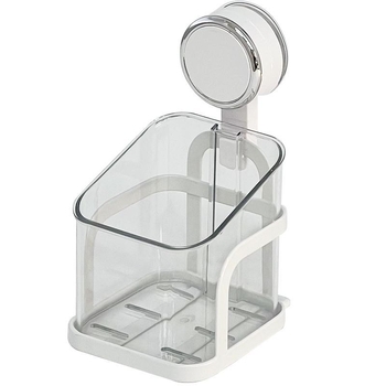 Zidni kutni držač za kupaonicu s vakuumskim pričvršćivanjem za kozmetiku i higijenske potrepštine – 1 etaža, minimalistički dizajn