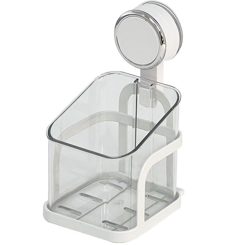 Zidni kutni držač za kupaonicu s vakuumskim pričvršćivanjem za kozmetiku i higijenske potrepštine – 1 etaža, minimalistički dizajn