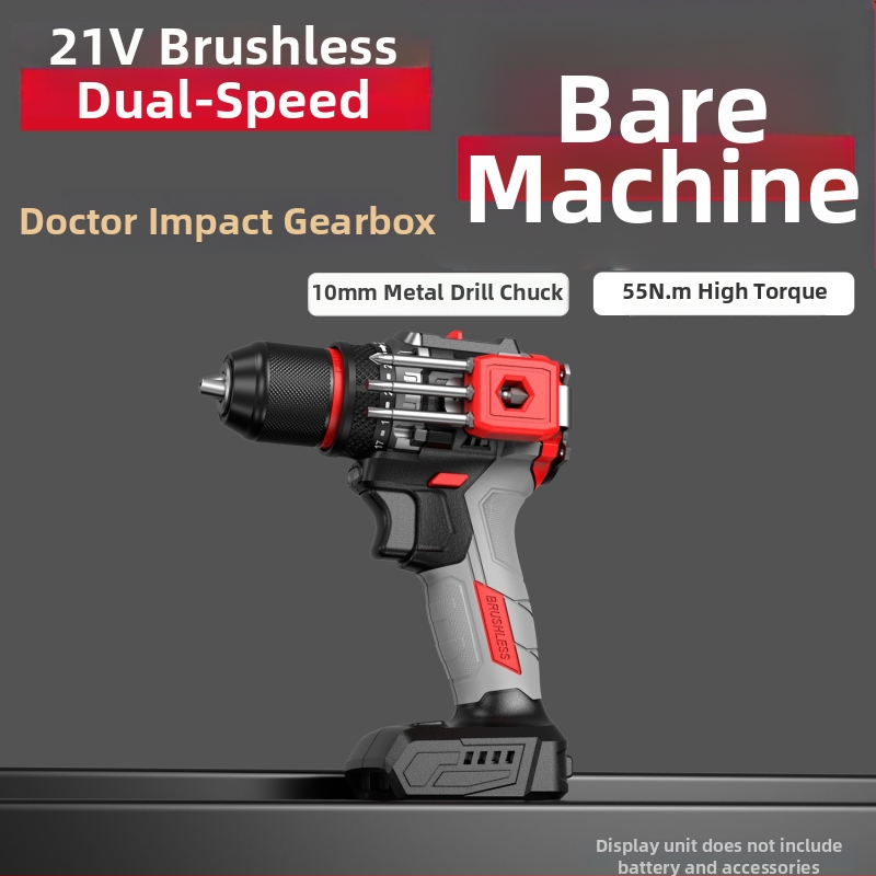 Nanwei Brushless akkumulátoros fúró/csavarozó, pisztoly markolat, háromfogú tok, változó sebesség, Li-ion akkumulátor