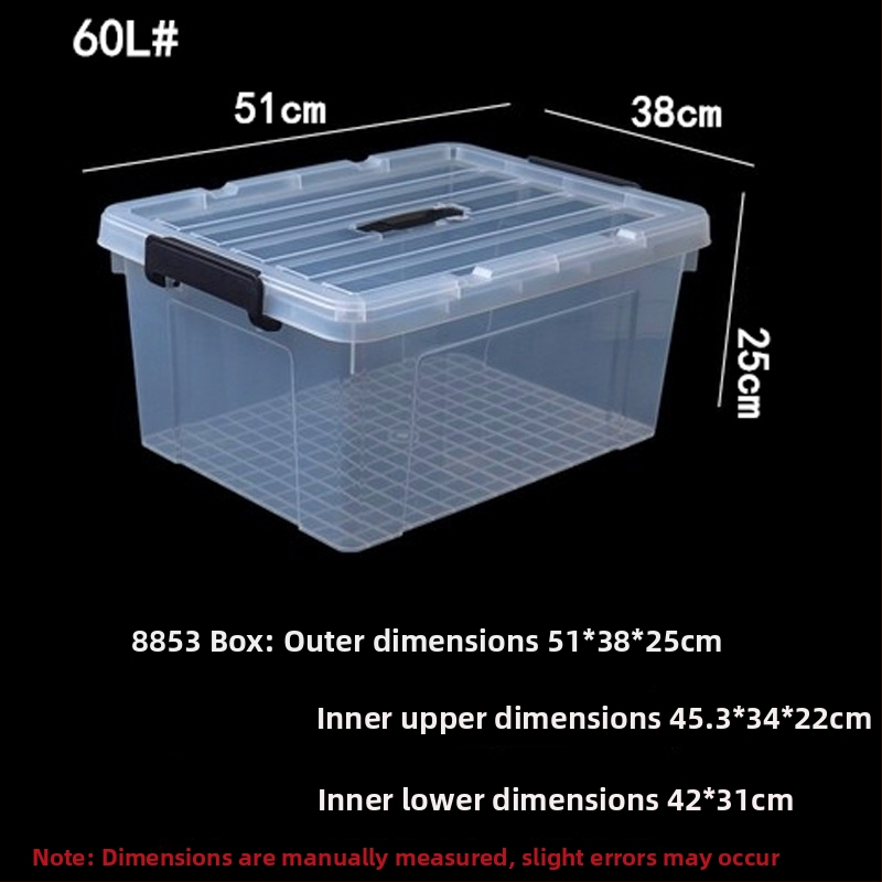 Διάφανη κούτα αποθήκευσης με ρόδες και καπάκι, παχύμενη πλαστική κατασκευή PP για σαλόνι, πολυχρηστική και φορητή