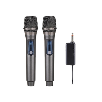 Kablenski ručni dinamički mikrofon za kućnu i scensku upotrebu, model 108; izmjenjiva baterija 800-1000 mAh; trajanje baterije 6-8 sati; frekvencijski odziv 100 Hz-20 kHz
