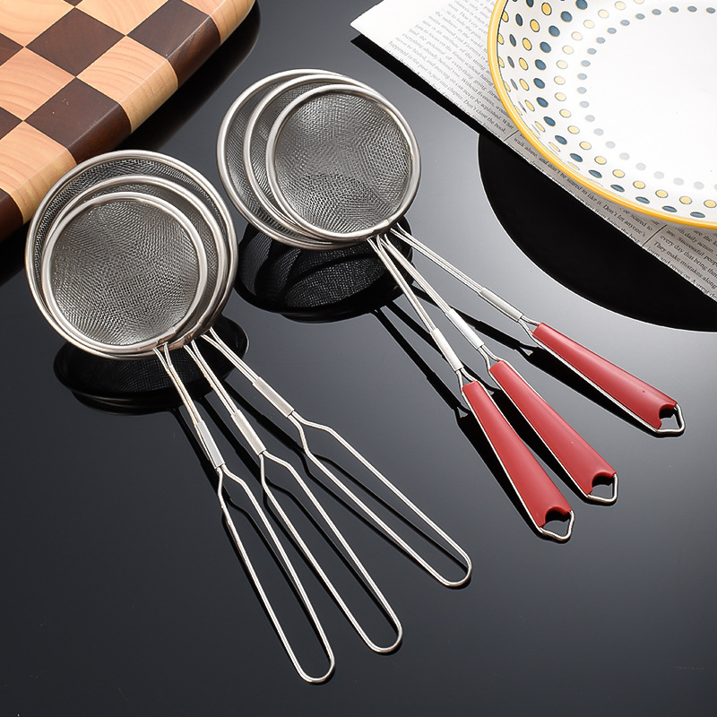 Filtru din oțel inoxidabil pentru lapte de soia, plasă ultra-fină, anti-alunecare, cârlige duble, pentru coacere și hrana bebelușilor (material: 201+AB; plasă ultra-fină; anti-alunecare; cârlige duble)