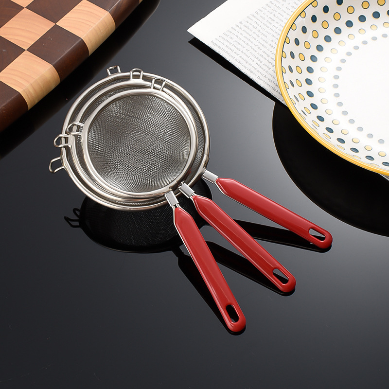 Filtru din oțel inoxidabil pentru lapte de soia, plasă ultra-fină, anti-alunecare, cârlige duble, pentru coacere și hrana bebelușilor (material: 201+AB; plasă ultra-fină; anti-alunecare; cârlige duble)