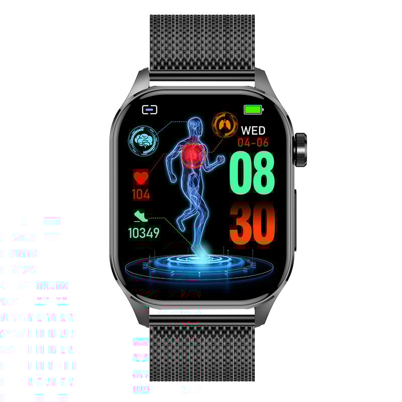 ET580 Bluetooth ECG pametni sat s praćenjem glukoze u krvi, otkucaja srca i krvnog tlaka, zasićenosti kisikom i praćenja sna