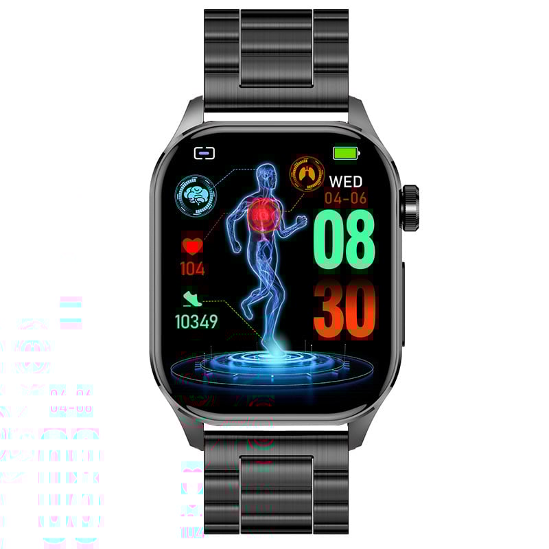 ET580 Bluetooth ECG pametni sat s praćenjem glukoze u krvi, otkucaja srca i krvnog tlaka, zasićenosti kisikom i praćenja sna