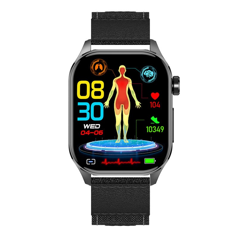 ET580 Bluetooth ECG pametni sat s praćenjem glukoze u krvi, otkucaja srca i krvnog tlaka, zasićenosti kisikom i praćenja sna