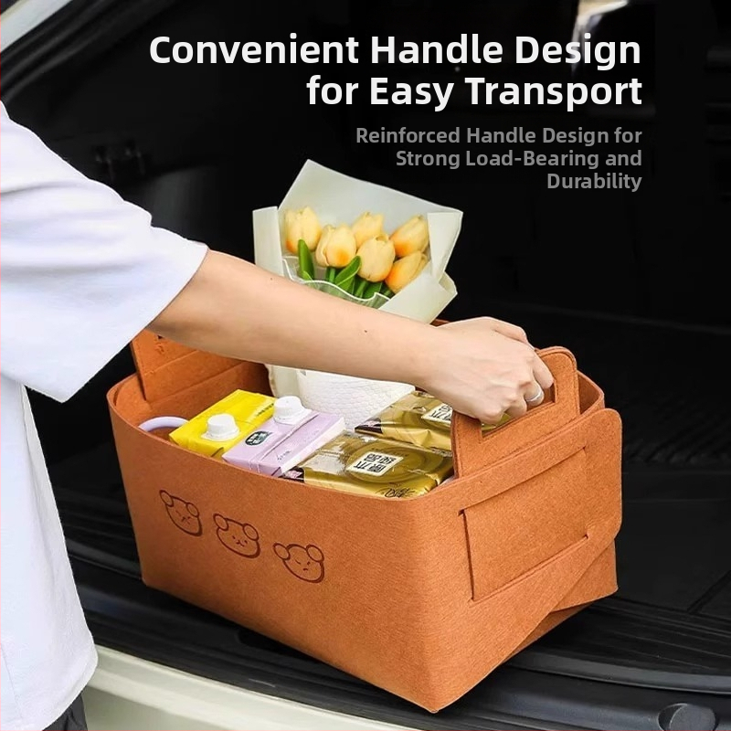 Kutija za prtljažnik automobila od filca, dizajn crtani medvjed, kapacitet 5–10 L, mogućnost otiska loga