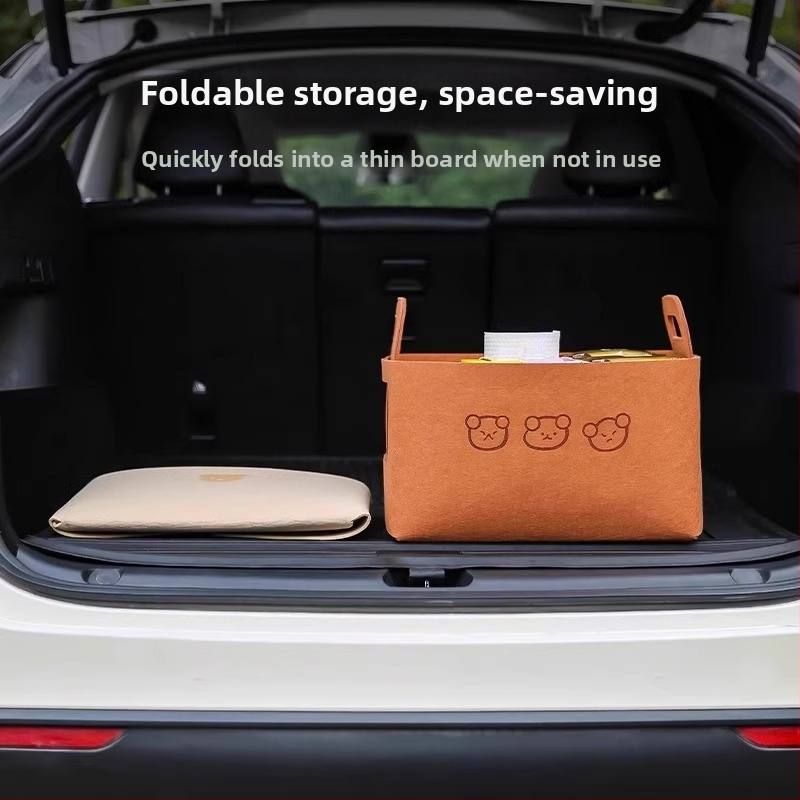 Kutija za prtljažnik automobila od filca, dizajn crtani medvjed, kapacitet 5–10 L, mogućnost otiska loga