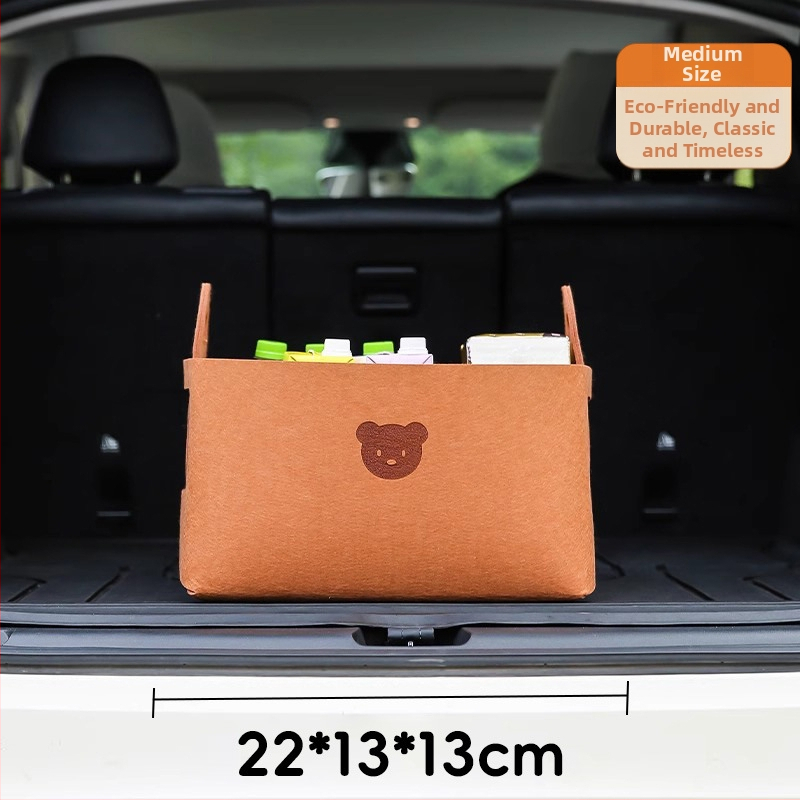 Kutija za prtljažnik automobila od filca, dizajn crtani medvjed, kapacitet 5–10 L, mogućnost otiska loga
