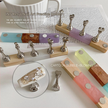 Držač za manikuru s podrškom za prste – materijal: metal, legura, smola, akril; uzorak: blokovi i šahovnica; serija: Princess; težina: 80 g po setu