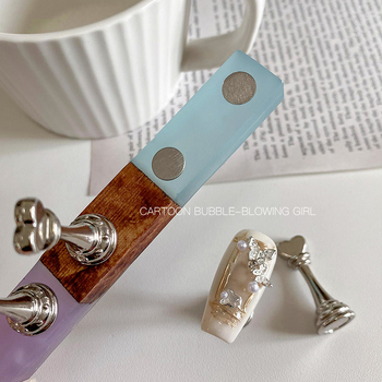 Držač za manikuru s podrškom za prste – materijal: metal, legura, smola, akril; uzorak: blokovi i šahovnica; serija: Princess; težina: 80 g po setu