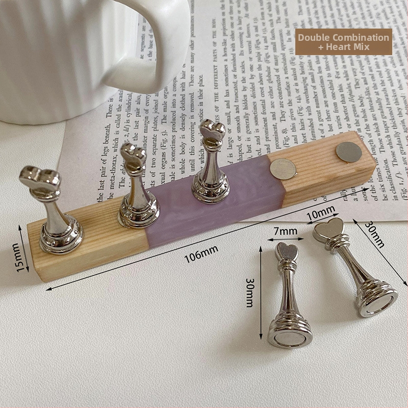 Držač za manikuru s podrškom za prste – materijal: metal, legura, smola, akril; uzorak: blokovi i šahovnica; serija: Princess; težina: 80 g po setu