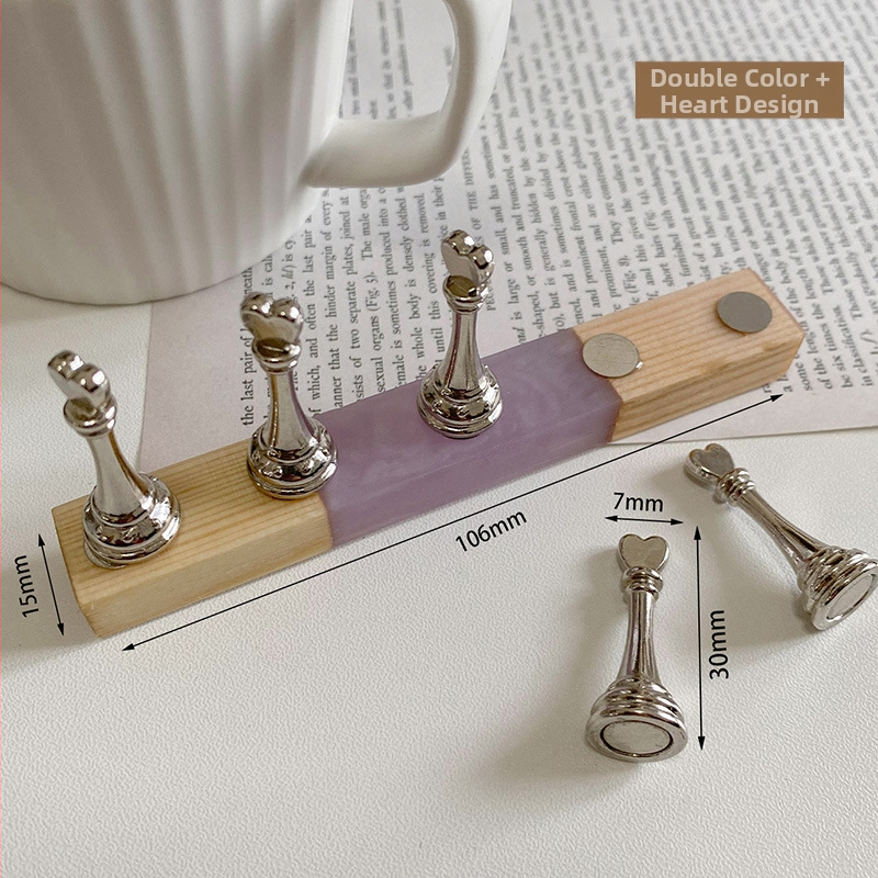 Držač za manikuru s podrškom za prste – materijal: metal, legura, smola, akril; uzorak: blokovi i šahovnica; serija: Princess; težina: 80 g po setu