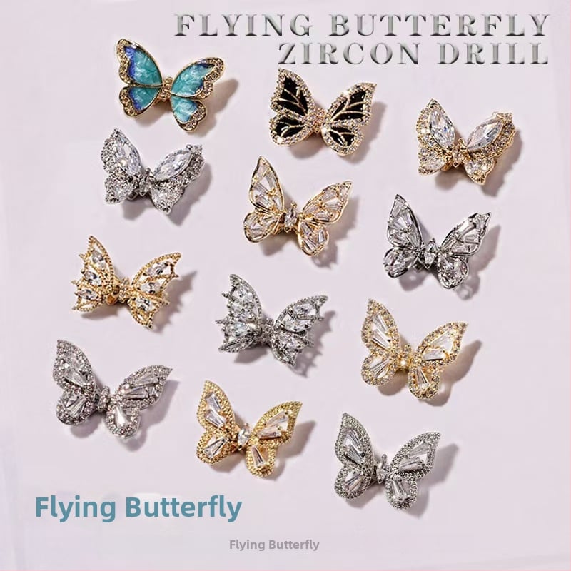 Dodaci za nokte: motiv leptira, legura i rhinestones, pravo zlatno elektroplatiranje, Princess serija