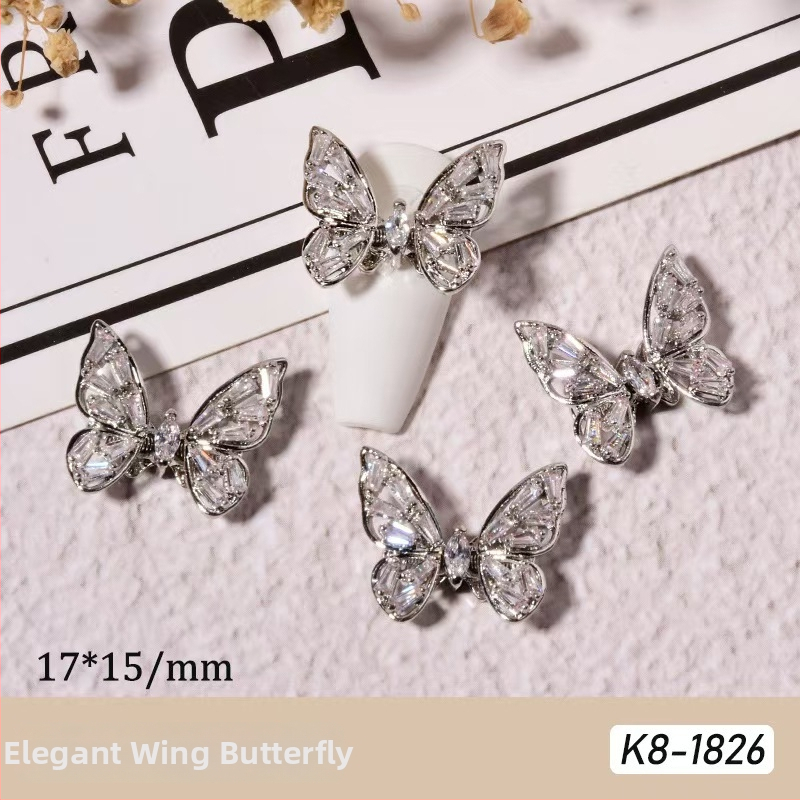 Dodaci za nokte: motiv leptira, legura i rhinestones, pravo zlatno elektroplatiranje, Princess serija