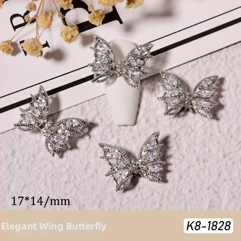 Dodaci za nokte: motiv leptira, legura i rhinestones, pravo zlatno elektroplatiranje, Princess serija