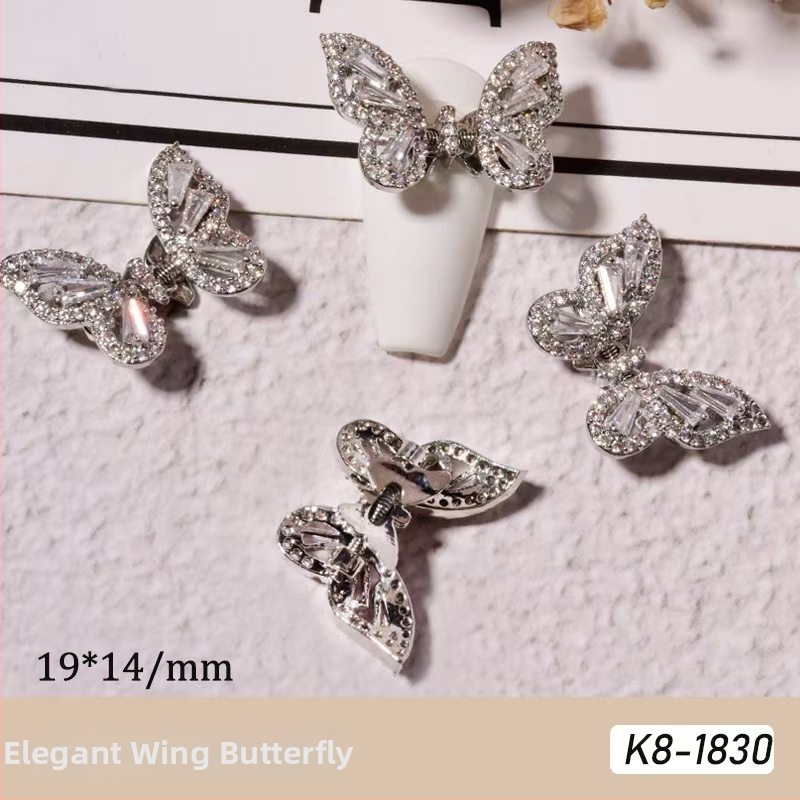 Dodaci za nokte: motiv leptira, legura i rhinestones, pravo zlatno elektroplatiranje, Princess serija