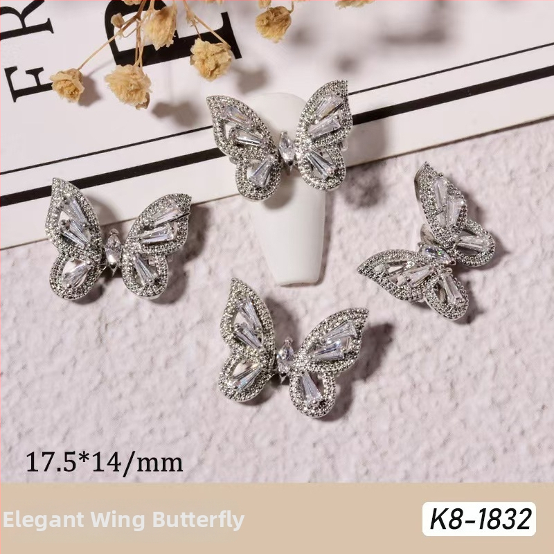 Dodaci za nokte: motiv leptira, legura i rhinestones, pravo zlatno elektroplatiranje, Princess serija