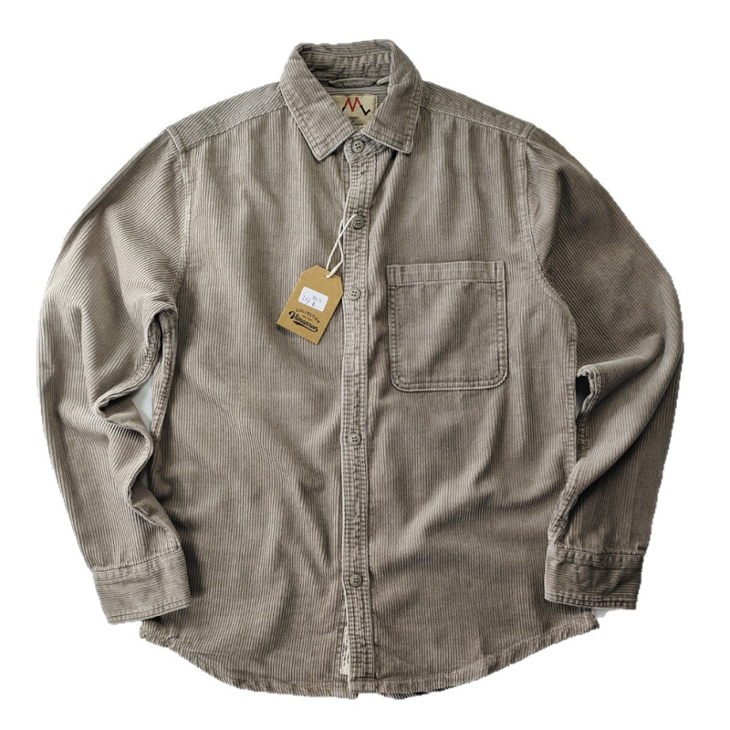 Πουκάμισο – ιαπωνικού ρετρό στυλ, ελεύθερη γραμμή, κεντημένο λογότυπο (Rayon ύφασμα, βασικό ποσοστό ≥96%, γιακά με πέτο, μακριά μανίκια)