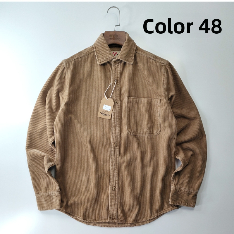 Muška američka casual radna košulja od corduroy pamuka, oprana, trostruko šivena, košulja s reverom i spuštenim ovratnikom, dugi rukavi, za proleće, jesen i zimu