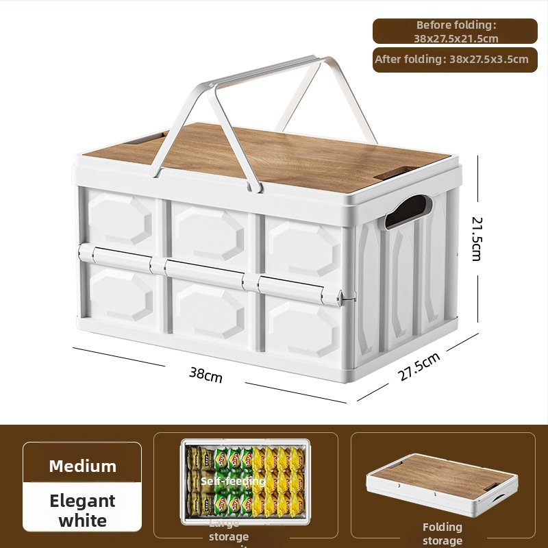 Višenamjenska sklopiva kutija za pohranu s poklopcem, prenosiva, kapaciteta 40–50 L, od PP plastike, 100% novi materijal, pogodna za dom, automobil i vanjsku upotrebu.