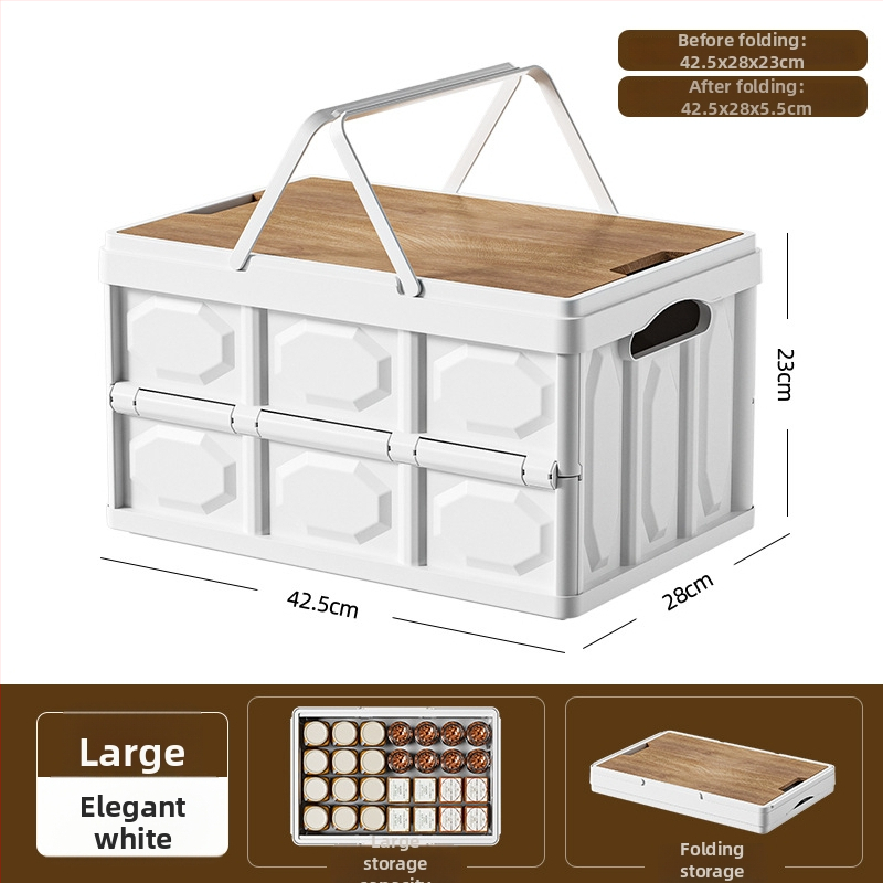 Višenamjenska sklopiva kutija za pohranu s poklopcem, prenosiva, kapaciteta 40–50 L, od PP plastike, 100% novi materijal, pogodna za dom, automobil i vanjsku upotrebu.