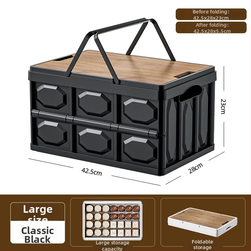 Višenamjenska sklopiva kutija za pohranu s poklopcem, prenosiva, kapaciteta 40–50 L, od PP plastike, 100% novi materijal, pogodna za dom, automobil i vanjsku upotrebu.