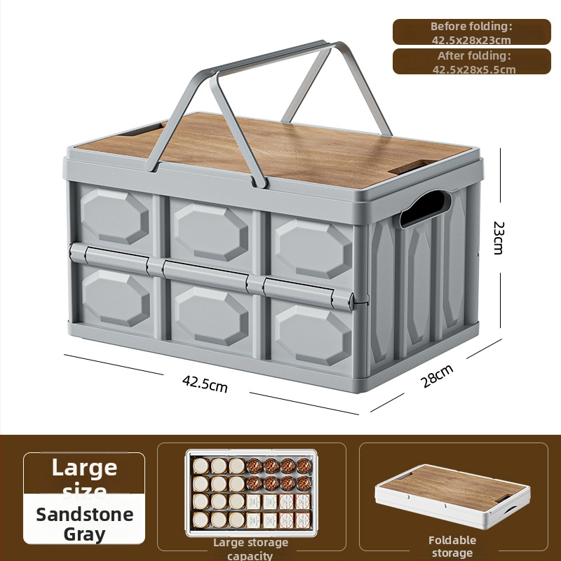 Višenamjenska sklopiva kutija za pohranu s poklopcem, prenosiva, kapaciteta 40–50 L, od PP plastike, 100% novi materijal, pogodna za dom, automobil i vanjsku upotrebu.