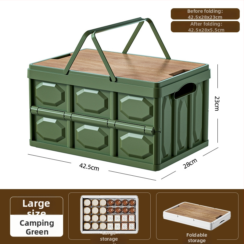 Višenamjenska sklopiva kutija za pohranu s poklopcem, prenosiva, kapaciteta 40–50 L, od PP plastike, 100% novi materijal, pogodna za dom, automobil i vanjsku upotrebu.