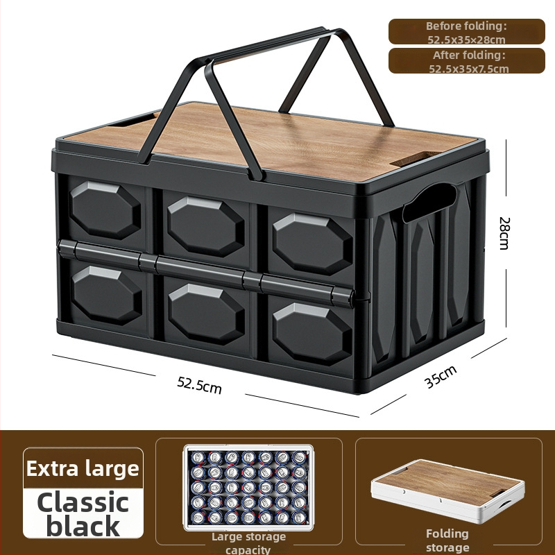 Višenamjenska sklopiva kutija za pohranu s poklopcem, prenosiva, kapaciteta 40–50 L, od PP plastike, 100% novi materijal, pogodna za dom, automobil i vanjsku upotrebu.