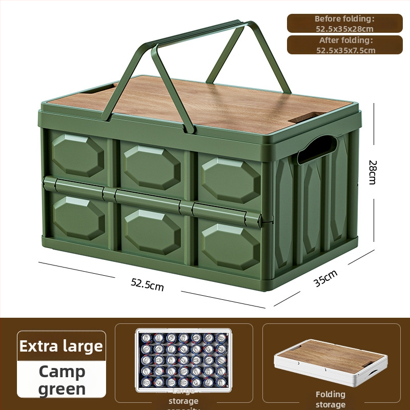 Višenamjenska sklopiva kutija za pohranu s poklopcem, prenosiva, kapaciteta 40–50 L, od PP plastike, 100% novi materijal, pogodna za dom, automobil i vanjsku upotrebu.