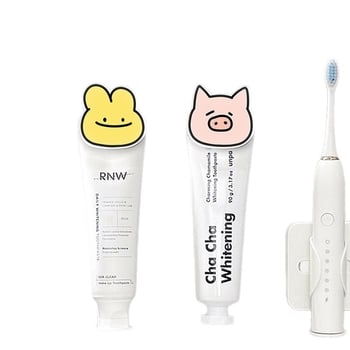 Поставка за паста за зъби и крем за лице със щипка, стенен монтаж без пробиване, Qingyue, подходяща за тийнейджъри