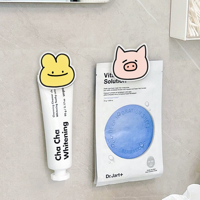 Поставка за паста за зъби и крем за лице със щипка, стенен монтаж без пробиване, Qingyue, подходяща за тийнейджъри