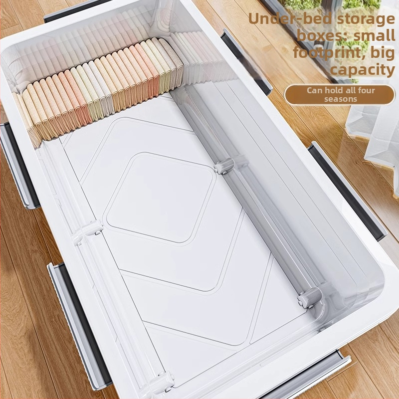 Kutija za skladištenje ispod kreveta s ladicom i kotačićima, PP plastika, kapacitet 100–150 L, model 5036, otporna na prašinu i vlagu