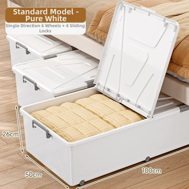 Kutija za skladištenje ispod kreveta s ladicom i kotačićima, PP plastika, kapacitet 100–150 L, model 5036, otporna na prašinu i vlagu