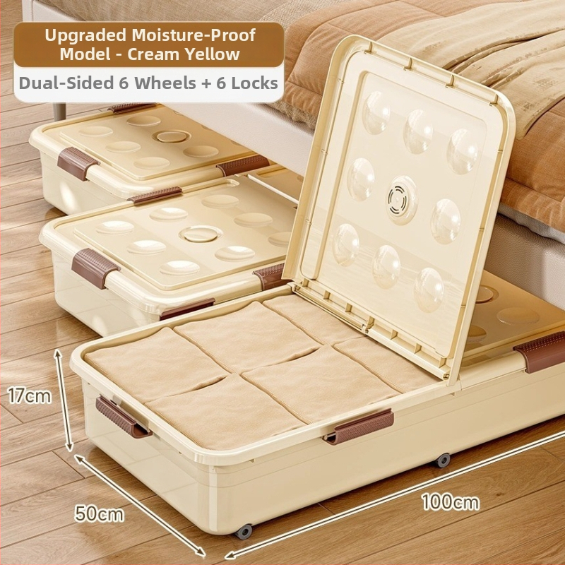 Kutija za skladištenje ispod kreveta s ladicom i kotačićima, PP plastika, kapacitet 100–150 L, model 5036, otporna na prašinu i vlagu