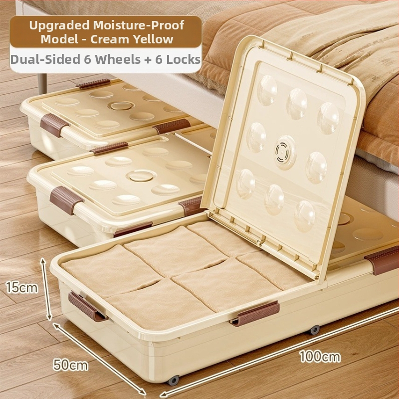 Kutija za skladištenje ispod kreveta s ladicom i kotačićima, PP plastika, kapacitet 100–150 L, model 5036, otporna na prašinu i vlagu