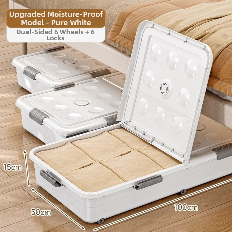 Kutija za skladištenje ispod kreveta s ladicom i kotačićima, PP plastika, kapacitet 100–150 L, model 5036, otporna na prašinu i vlagu