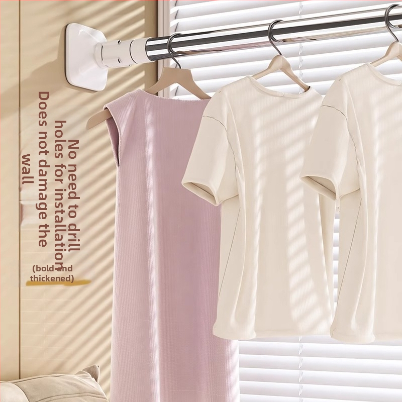 Teleskopická vešiak na sušenie bielizne z nehrdzavejúcej ocele, bez vŕtania, na balkón, nastaviteľná, moderný minimalistický štýl