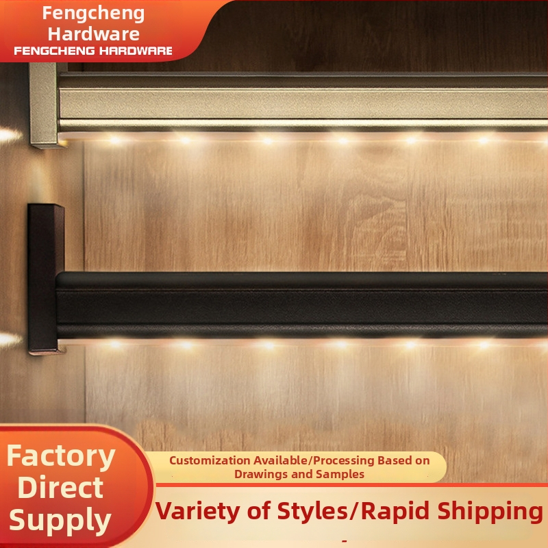 LED-es intelligens érzékelővel rendelkező gardróbszekrény ruhaszárító sín – alumíniumötvözet keresztléc, rögzítő kiegészítő a szekrényajtókhoz