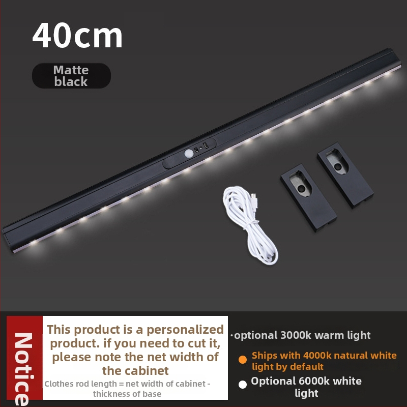 LED-es intelligens érzékelővel rendelkező gardróbszekrény ruhaszárító sín – alumíniumötvözet keresztléc, rögzítő kiegészítő a szekrényajtókhoz