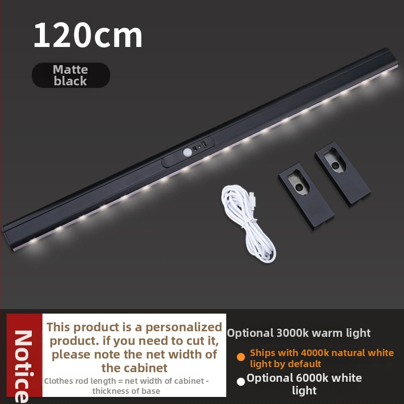 LED-es intelligens érzékelővel rendelkező gardróbszekrény ruhaszárító sín – alumíniumötvözet keresztléc, rögzítő kiegészítő a szekrényajtókhoz