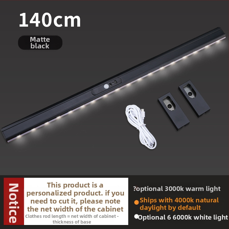 LED-es intelligens érzékelővel rendelkező gardróbszekrény ruhaszárító sín – alumíniumötvözet keresztléc, rögzítő kiegészítő a szekrényajtókhoz