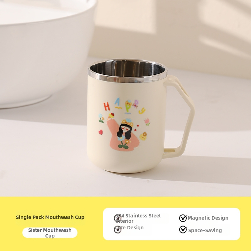 Magnetska čašica za ispiranje od 304 nehrđajućeg čelika sa podmontiranim ogledalom ormarićem i organizatorom za četkice i pastu za zube