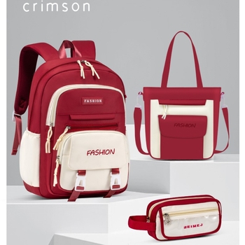 Set od tri dječje ranice — lagani, prozračni Oxford materijal, vodootporan, antibakterijski, otporan na habanje, zakrivljene naramenice, podstava od poliestera, jednobojni dizajn, Selina branda, proljeće 2024, za učenike 5.–6. razreda