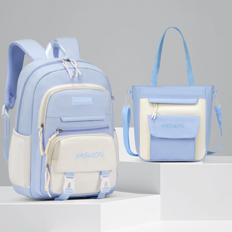 Set od tri dječje ranice — lagani, prozračni Oxford materijal, vodootporan, antibakterijski, otporan na habanje, zakrivljene naramenice, podstava od poliestera, jednobojni dizajn, Selina branda, proljeće 2024, za učenike 5.–6. razreda