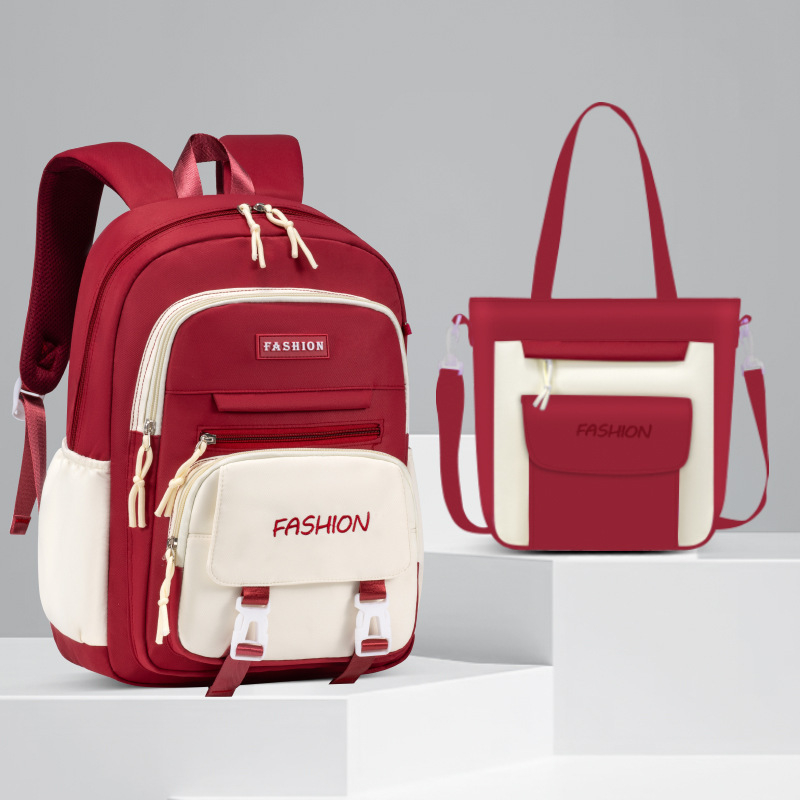 Set od tri dječje ranice — lagani, prozračni Oxford materijal, vodootporan, antibakterijski, otporan na habanje, zakrivljene naramenice, podstava od poliestera, jednobojni dizajn, Selina branda, proljeće 2024, za učenike 5.–6. razreda